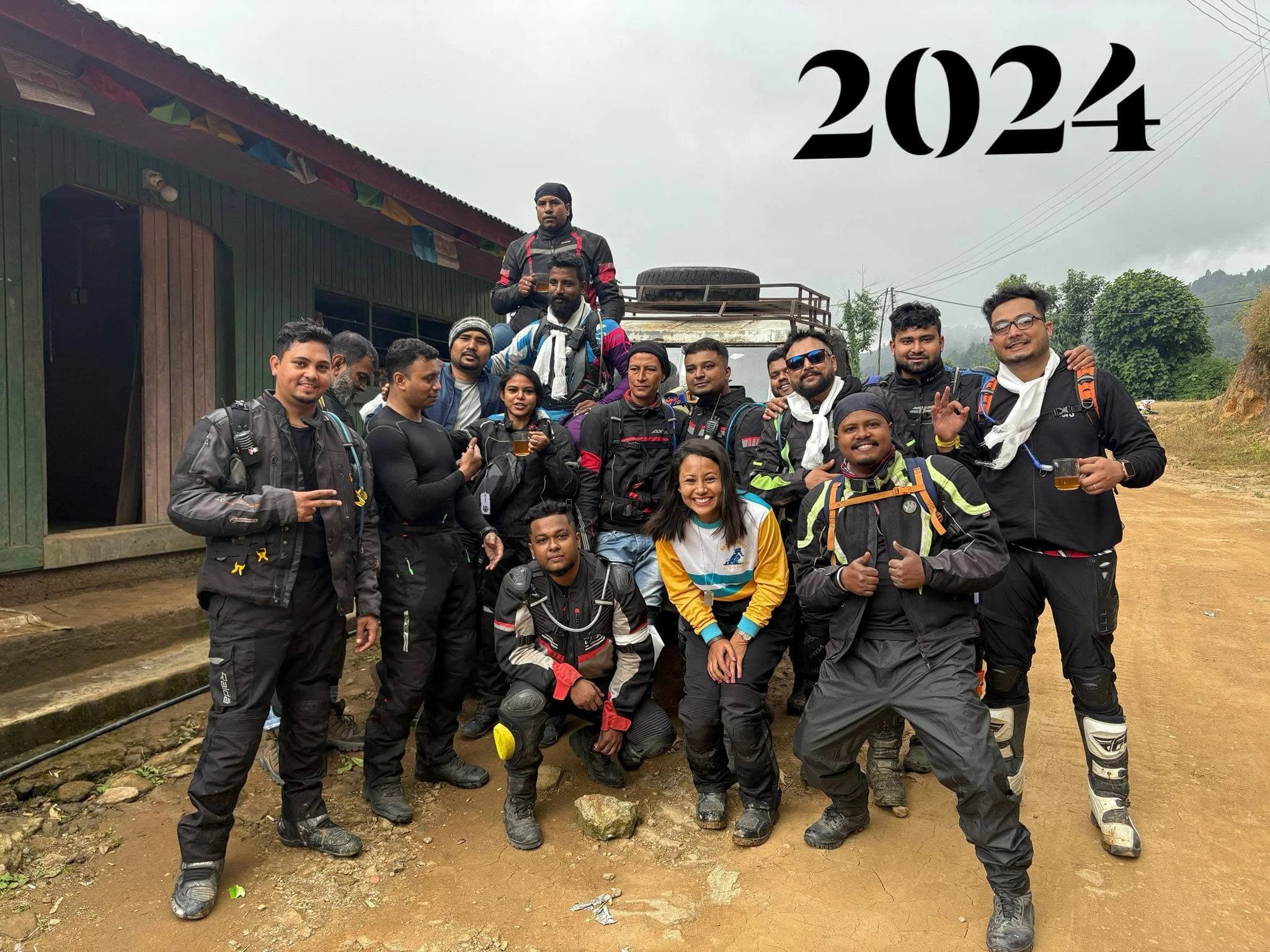 Large Motology Adventures riding group gathered in the mountains in 2024